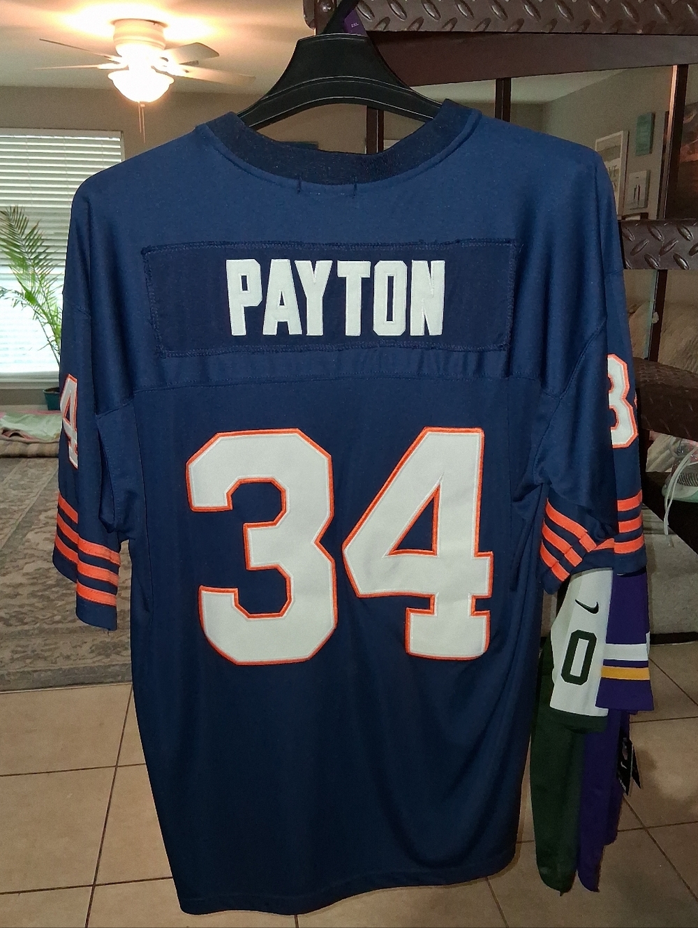 Mitchell & Ness Navy Blue and White Walter Payton #34 Football Jersey